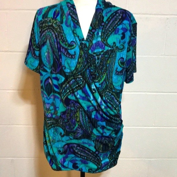 dressbarn Green Design S/S Top - Size 14/16 - Picture 1 of 6